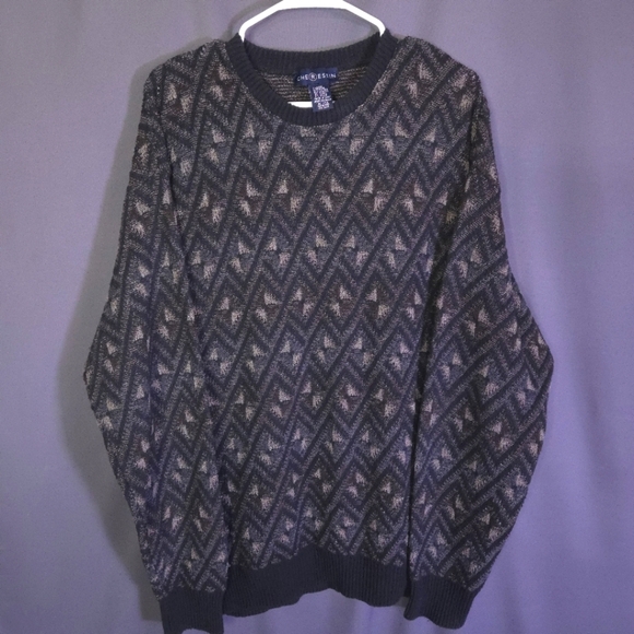 Vintage 80s Chereskin Geometric Wool Blend Sweater‎ Mens Size XL Made In Italy - Picture 1 of 10